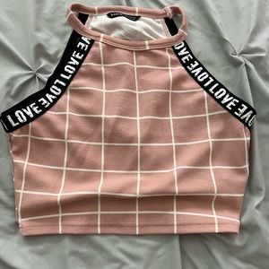 Pink halter top and pants two piece